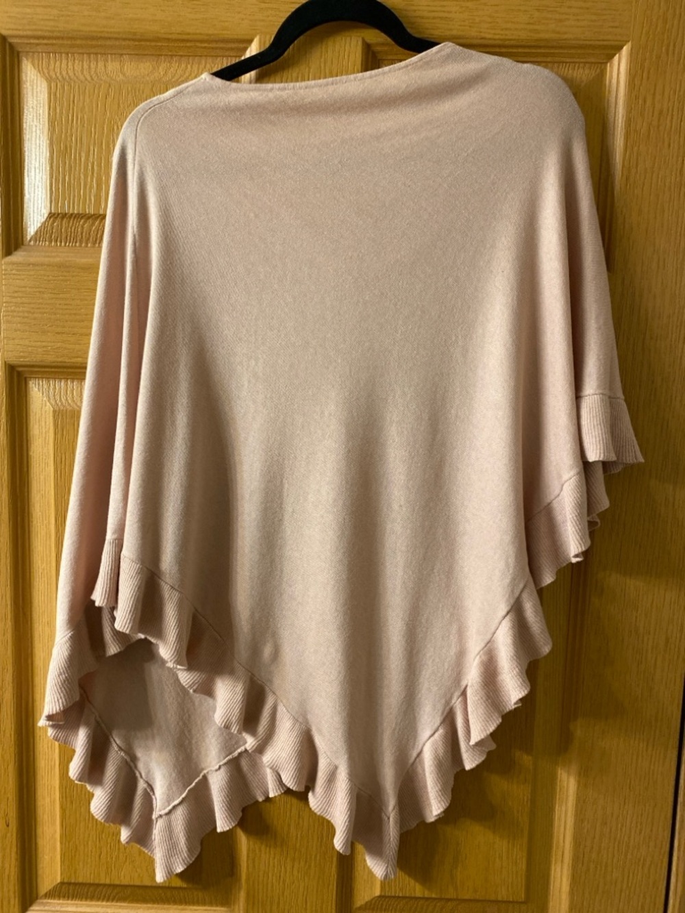 BCBGMaxAzria Soft Blush Pink Ruffle-Trim Poncho